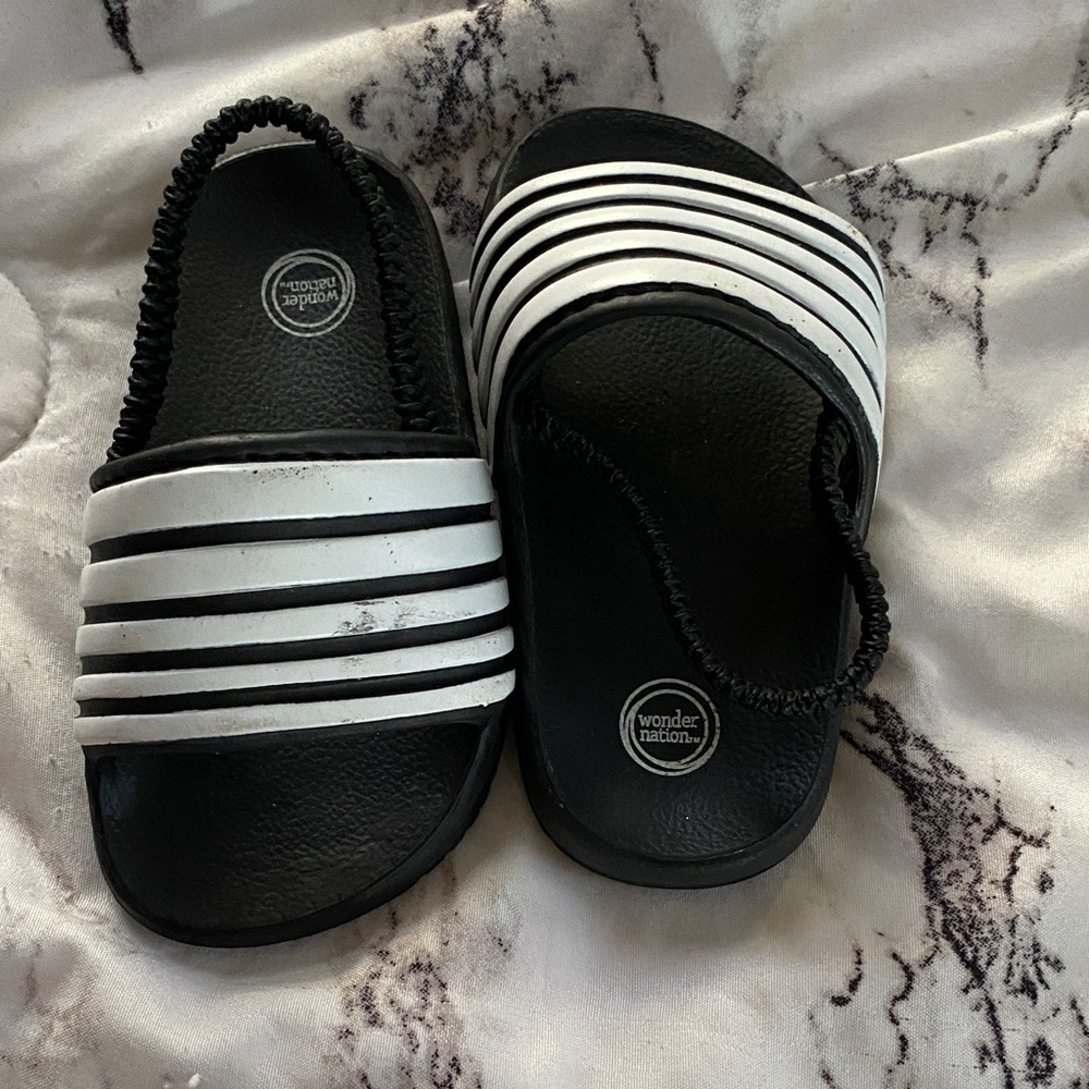 Wonder Nation Striped Black and White Kids Sandals